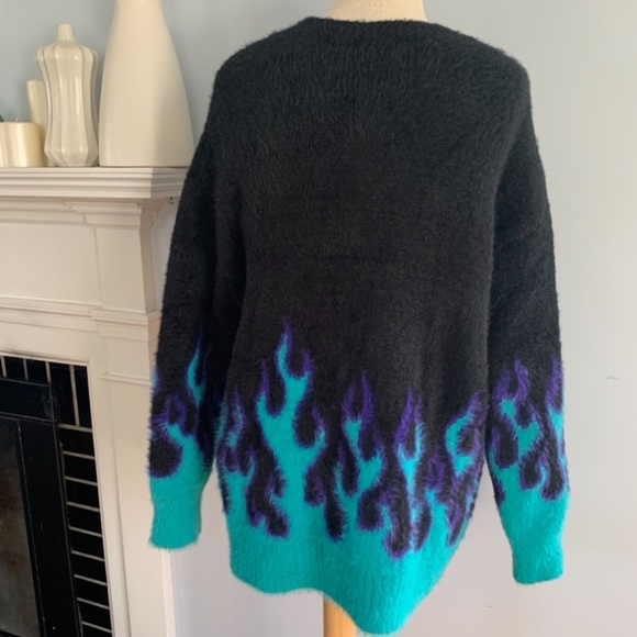 Adika “Slow burn” flame sweater in black blue & purple, made famous on TikTok - Picture 10 of 15